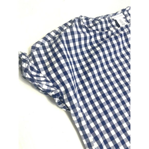 Tabitha Webb Womens 6 Small Gingham Shift Dress Mini Short Blue White Ruffles - Picture 3 of 4